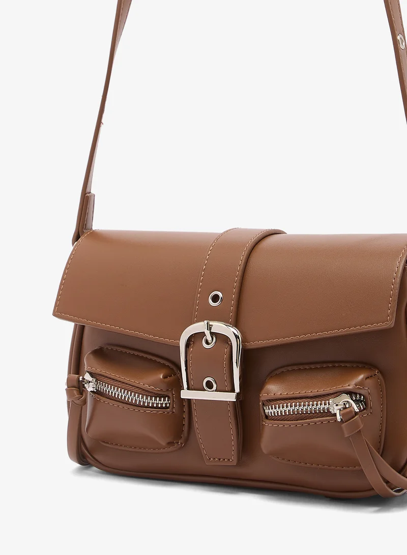Ginger Brown Buckle Detail Crossbody for Women | Best Price UAE